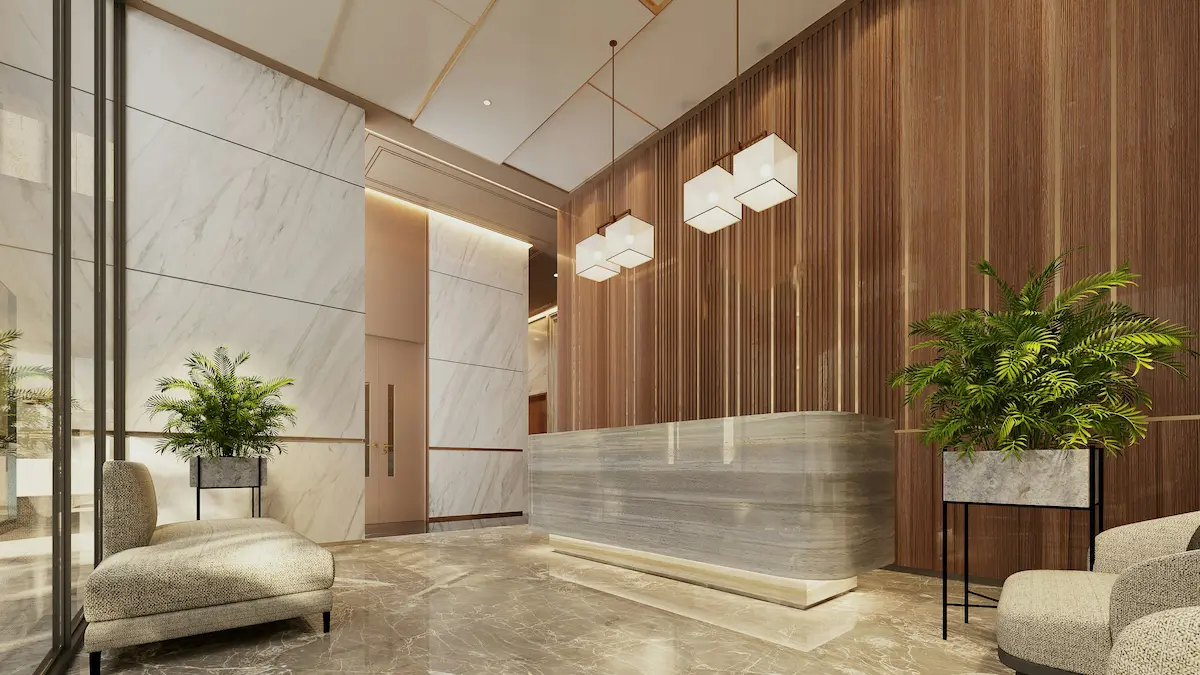 Hotel lobby interior representing accommodation operations support